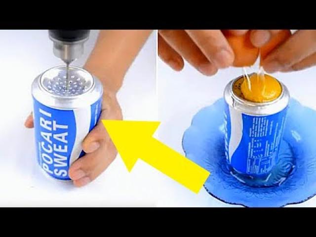 PEOPLE ARE CRACKING EGGS INTO OLD SODA CANS FOR A WEIRD PURPOSE THAT'S SNEAKILY BRILLIANT