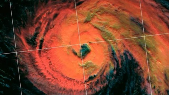 Hurricane Nigel's huge eye seen from space by NOAA satellite