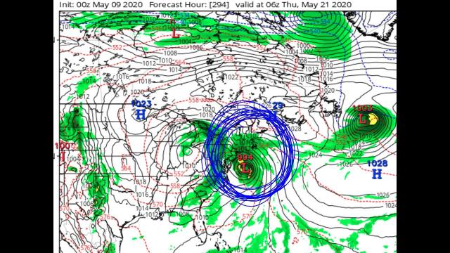HOUR 294 GFS MADNESS! Model has Category 1 hitting NY May 21st! For entertainment purposes only!