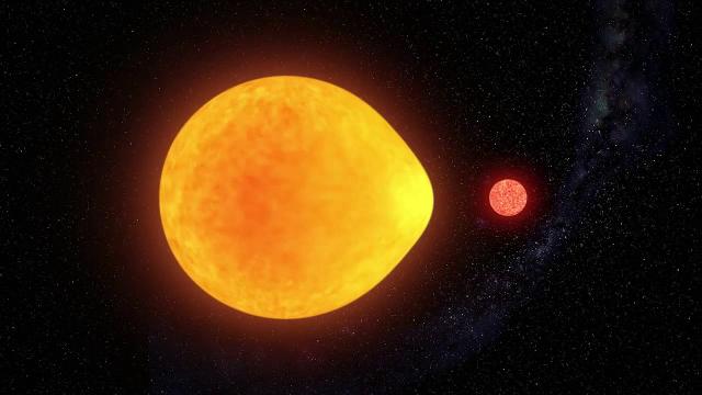 Pulsating star that's tidally locked to red dwarf in animation