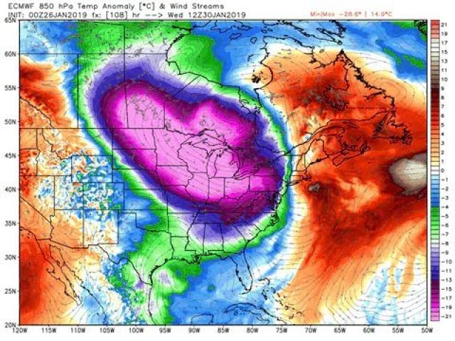 -46 Degrees today! & the Super Polar Vortex* Freeze doesn't arrive until Tuesday.