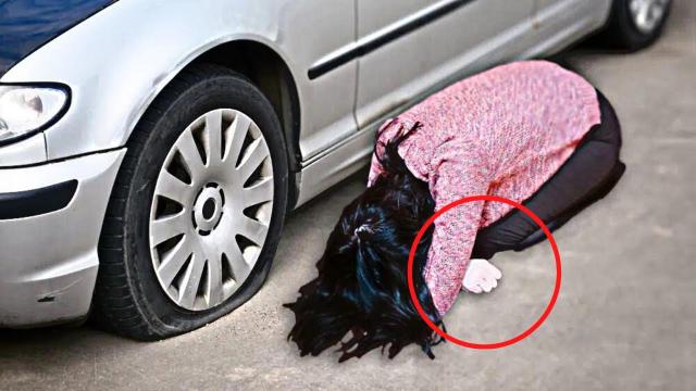 Mom Bends Over To Fix Flat Tire On Vacant Lot, Man Takes Notice