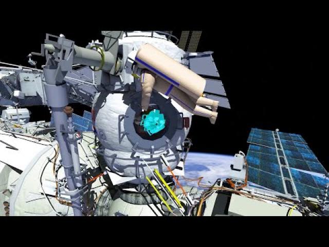 1st European female spacewalker & Russian cosmonaut work outside ISS in animated explainer