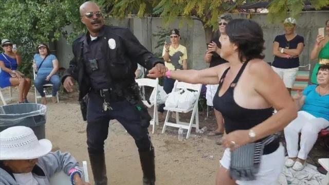 100 Year Old Starts To Dance When Officer Shows Up To Play The Saxophone For Her Birthday