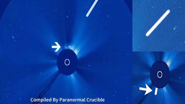 Massive Tube UFO  Flies Through The Sun?