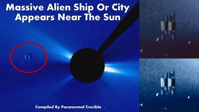 Alien Ship Or City Appears Near The Sun?