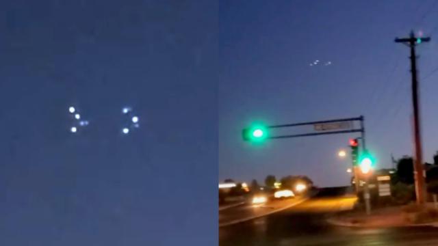 Triangular V-Shaped Formation of UFOs with Bright Lights over Rio Rancho (New Mexico) - FindingUFO