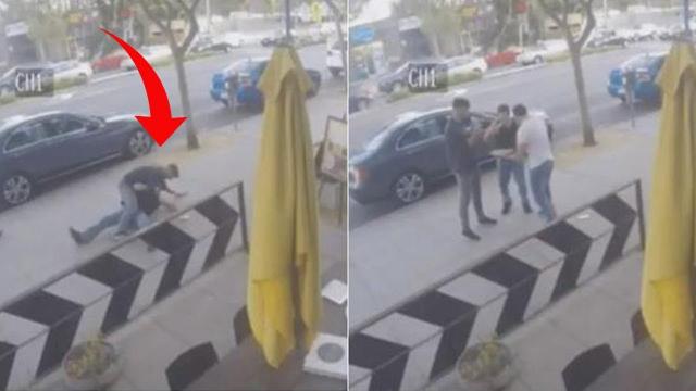 MAN STOPS STREET FIGHT WITH A PIZZA !!!