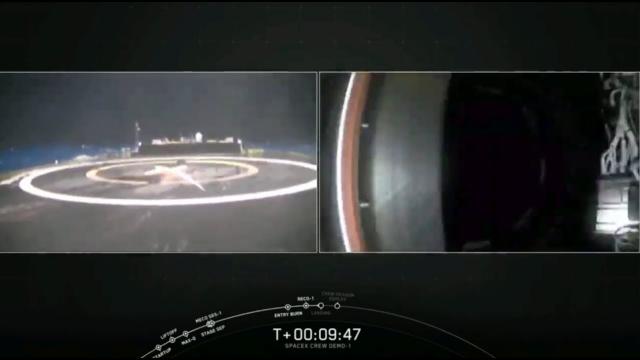 SpaceX Crew Dragon Deploys and Falcon 9 First Stage Lands