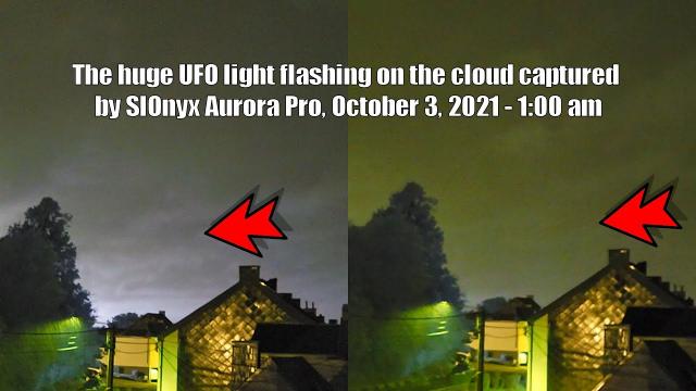 Huge UFO Light Flashing On Cloud Captured By SIOnyx Aurora Pro, Charleroi, Oct 3, 2021 - 1:00 am