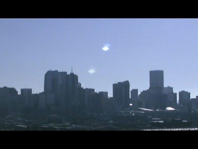 UFO's Captured on the CBS Morning News over the Denver State Capital