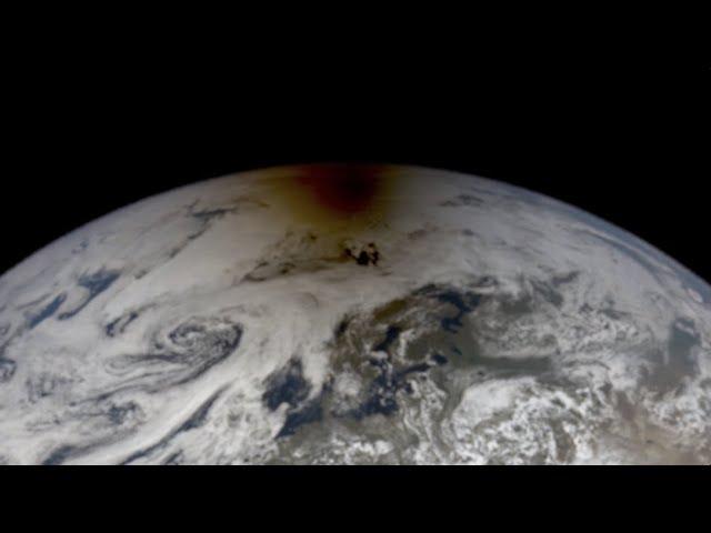 Solar eclipse shadow seen from about million miles away from Earth