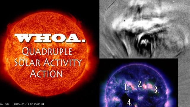 WOW! Earth Directed Coronal Mass Ejection & Quadruple Solar Activity!