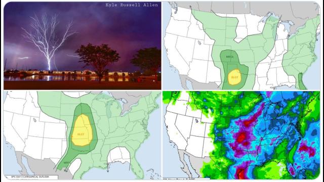 Alert! Tornadoes possible for Texas New Mexico Kansas Missouri Kansas Oklahoma Nebraska & NC SC Rain