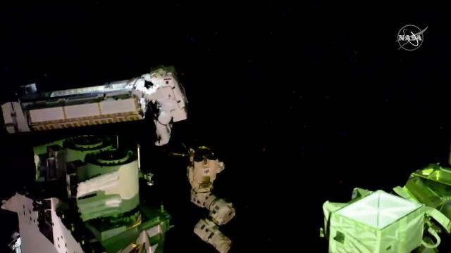 Spacewalker handles 750 lbs solar array in awesome view from orbit