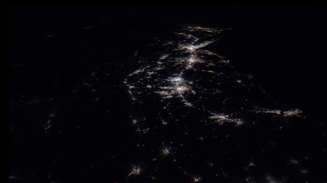 Fly over North American east coast at night in Space Station time-lapse
