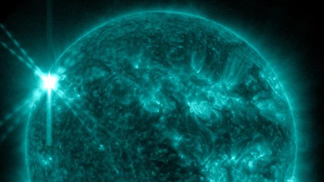 Sun blasts powerful X2-class solar flare, spacecraft sees it