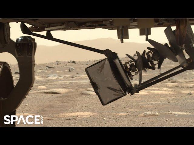 Perseverance watches Ingenuity helicopter begin to unfold on Mars