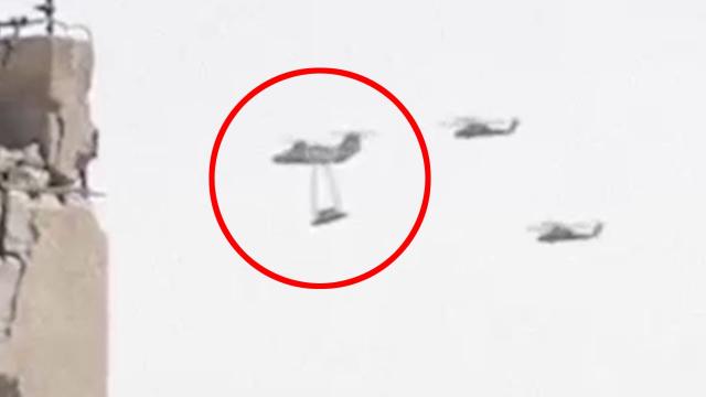 Military Helicopter Transporting  Flying Saucer UFO During Syrian Civil War | Latest Alien Sighting