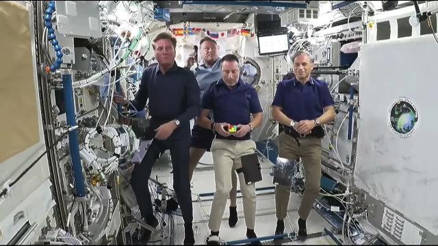 Axiom Space crew answers student questions from space station, solves rubik's cube