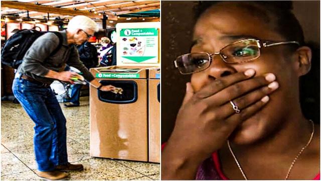 Lady Sees Crying Man Throw Package In Airport Trash, What She Digs Out Sparks A Massive Search