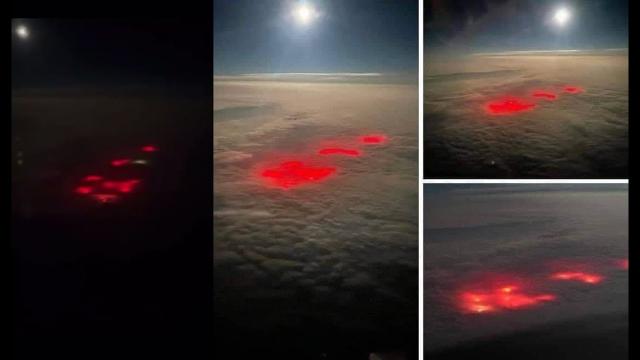 A pilot flying saw a mysterious red glow over the Atlantic