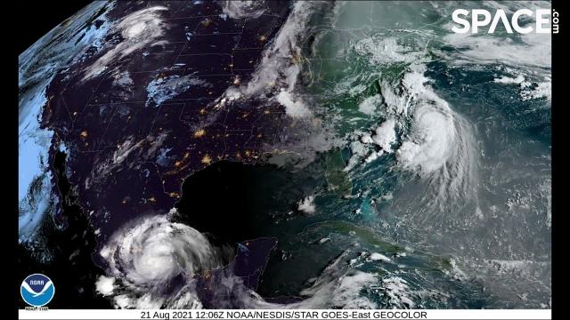 Tropical Storm Henri & Hurricane Grace's landfall seen from space - Aug. 21
