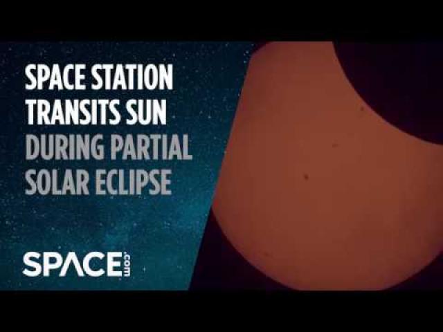 Space Station Transits Sun During Solar Eclipse