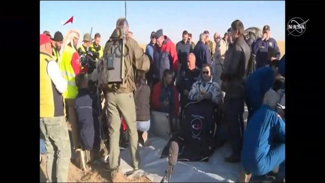 Space Station Crew Tended To at Soyuz Landing Site