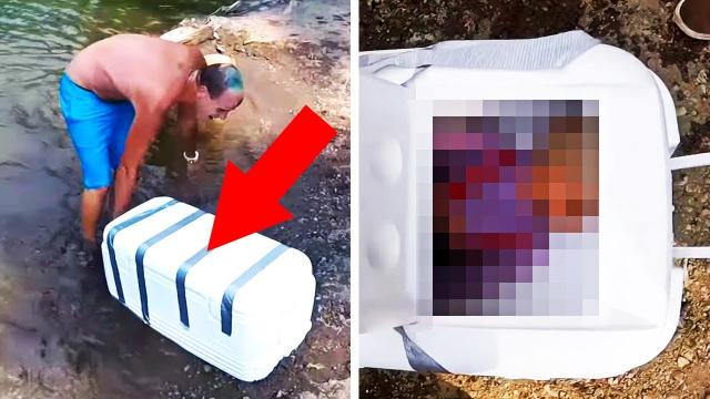 This Guy Finds A Cooler Floating In River, He Instantly Regrets Opening It When He See What's Inside