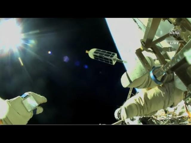 Cubesat hits space station solar array 'mildly' after spacewalker deploys it