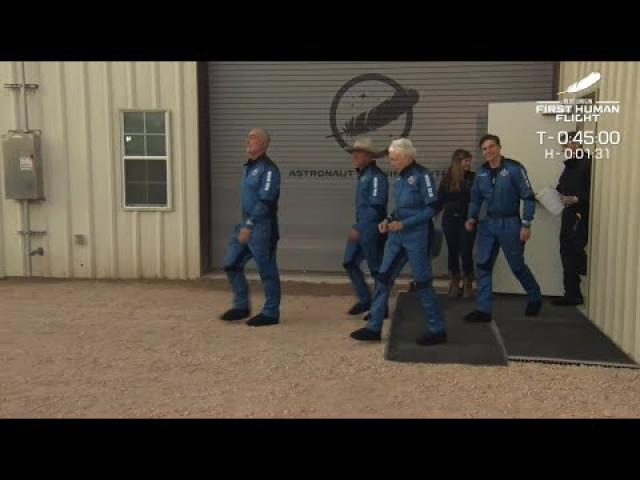 See Blue Origin's first crew drive to rocket ahead of launch