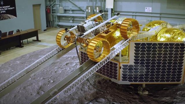 NASA VIPER moon rover prototype rolls down ramp in tests on Earth