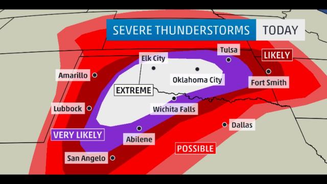 RARE LEVEL 5 RISK for Texas & Oklahoma today & then storm gets NASTY on Wednesday