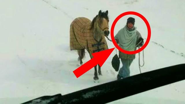 This Girl Rode Through a Snowstorm to Save a Stranded Man—And It Was All Caught On Camera