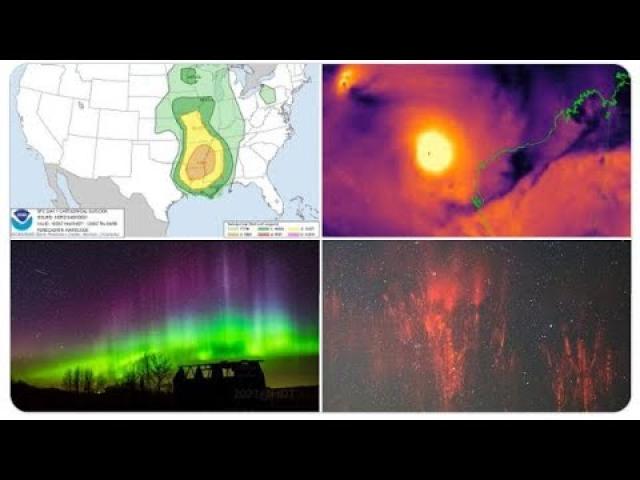 Red Alert. Southeast Tornadoes & Floods. Australian Fujiwara Cyclones. Purple Aurora & Sprite season