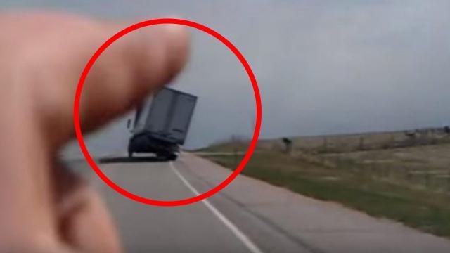 VIDEO Semi Driver Maneuvers Through High Wind Like A Boss Crazy