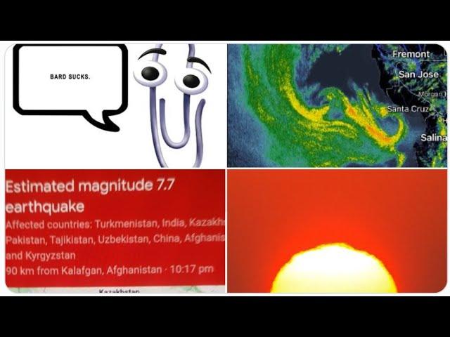 7.7* Earthquake hits Afghanistan! Hurricane looking thing hits California! BIG SE STORM Friday!