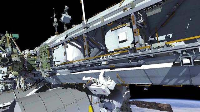 Spacewalkers prep space station for new roll-out solar arrays in animation