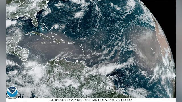 Saharan dust cloud on the move over Atlantic in time-lapsed space view