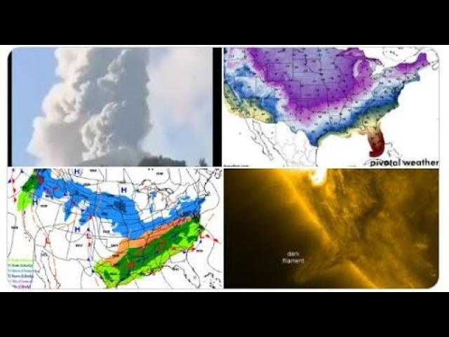 Major Volcano Eruption Guatemala! Ice storm across the USA! New Sunspot with Dark Filament?