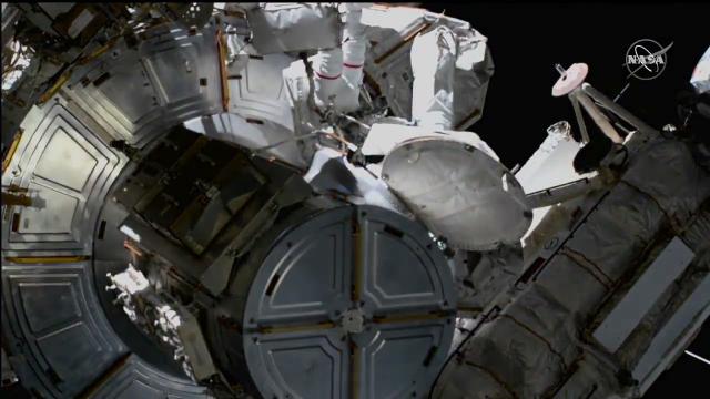Spacewalk begins to prep space station for new solar arrays