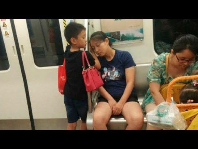This little boy stood next to a sleeping woman… what he did afterward surprised everyone