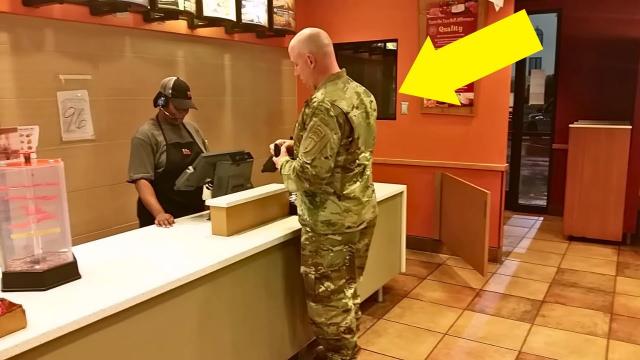 Soldier Goes To Order Taco Bell Meal, Stops Cold When He Hears 2 Boys