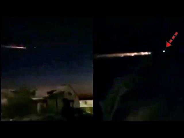 Strange burning object moves through the sky over Ust Nera in Yakutia