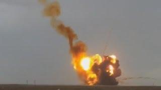 RUSSIAN PROTON M ROCKET EXPLODES AFTER FLYING WILDLY OUT OF CONTROL RAW HD FOOTAGE 2 JULY 2013