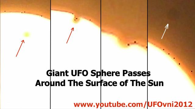 Giant UFO Sphere Passes Around The Surface of The Sun, August 11, 2015
