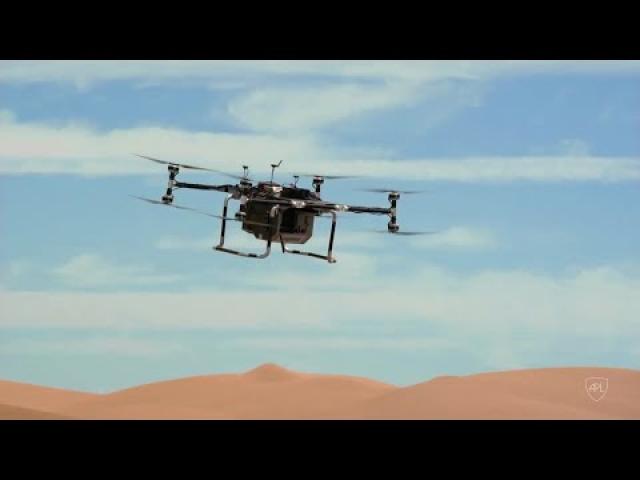 Watch NASA's Dragonfly rotorcraft model soar over Californian sand dunes