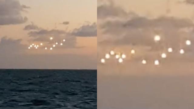 Mysterious Fleet of Bright UFO Lights Filmed from Ferry above the Ocean - FindingUFO