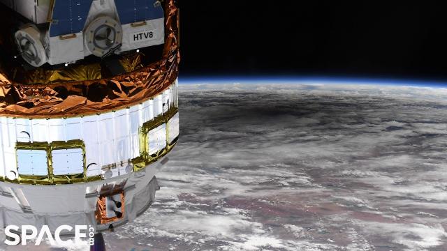 Annular solar eclipse shadow seen from Space Station